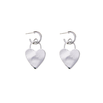 Hoop Heart Earrings in Silver