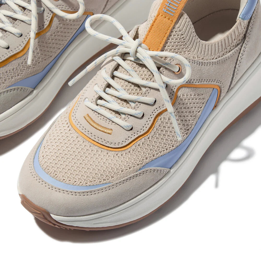 F-Mode Knit/Suede Sneaker in Paris Beige/Sky Blue