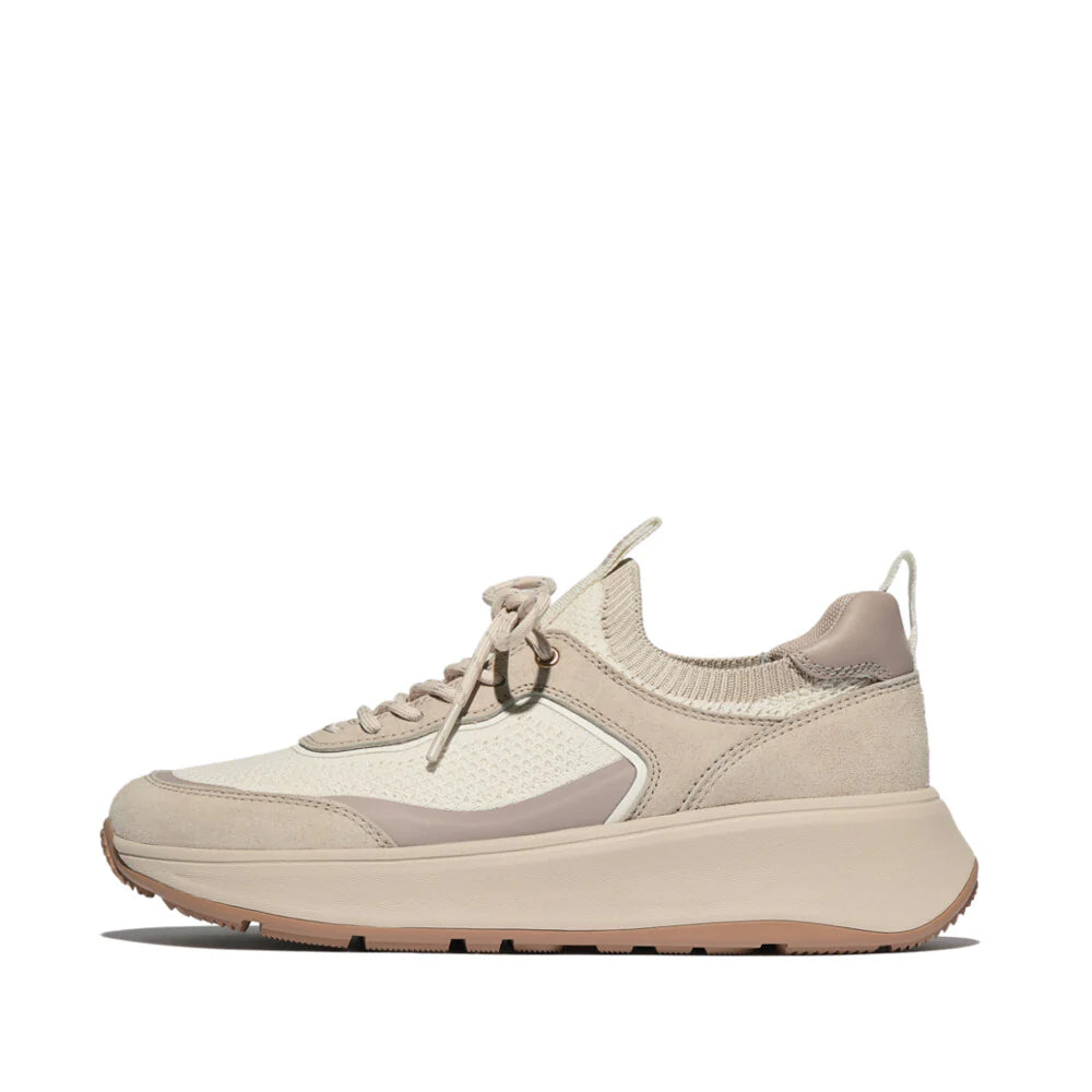 F-Mode Knit/Suede Sneaker in Stone / Beige