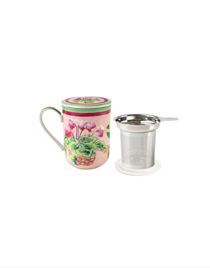 Gabby Malpas Jardin Mug with Infuser in Cyclamen