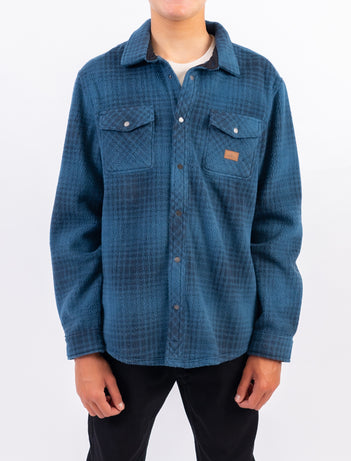 Glacier Plaid Superfleece Jacket in Blue Shadow