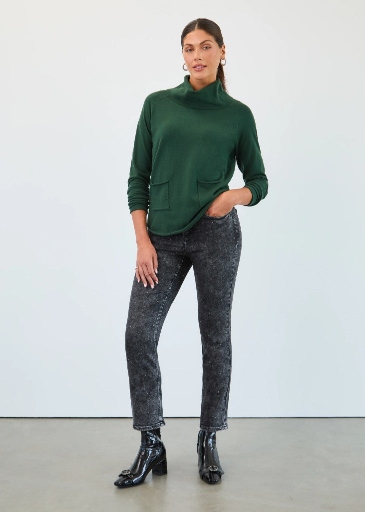 Cowl Neck Sweater in Dark Spruce