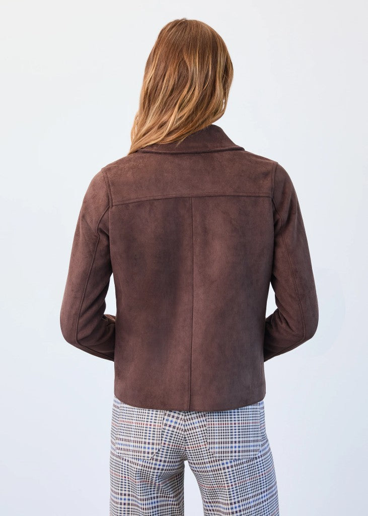 Faux Suede Jacket in Brown