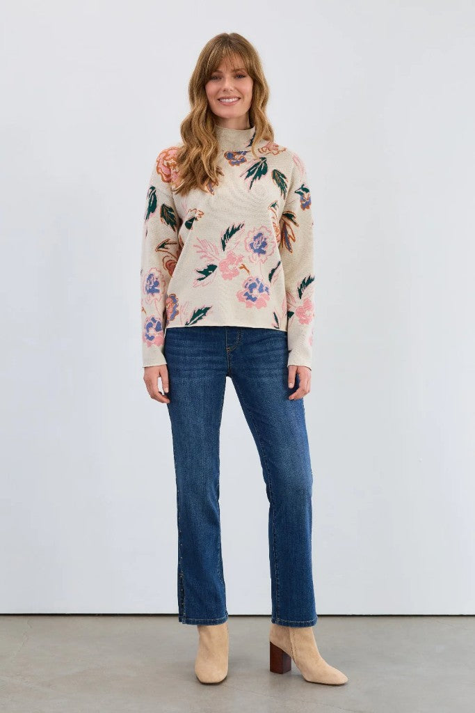 Mock Neck Loose Fit Sweater in Bloomsbury