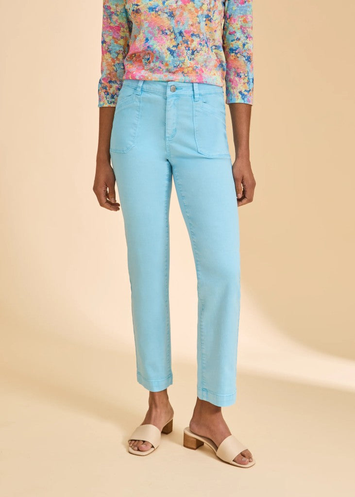 Olivia Twill Straight Ankle Jeans in Pacific Blue