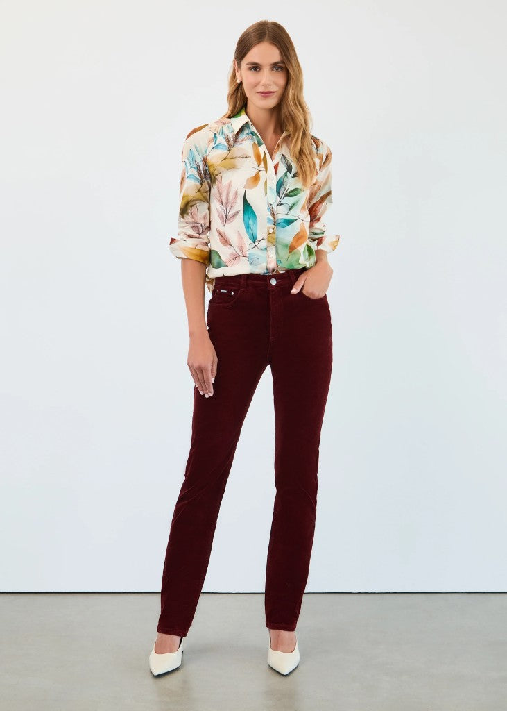 Poplin LS Split Neck Shirt in Miriam