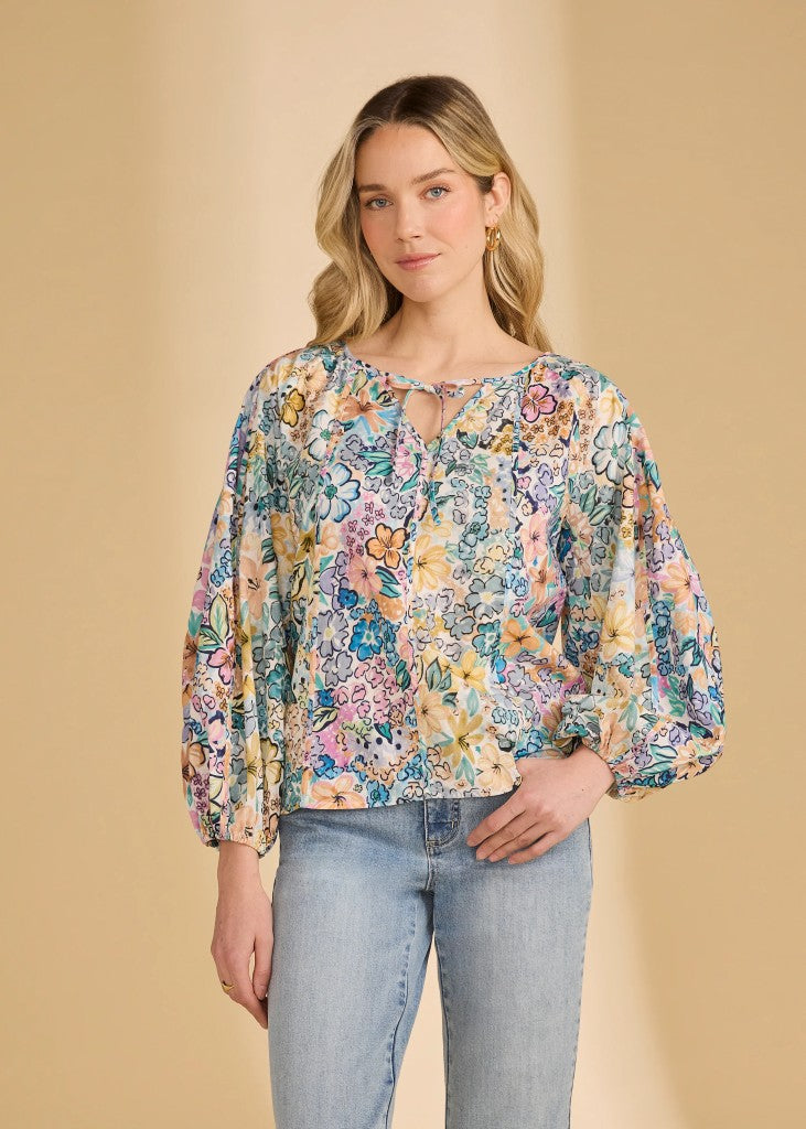 Popover Cotton Viscose Blouse in Ambush Floral