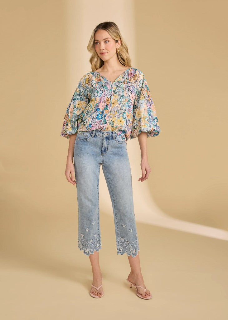 Popover Cotton Viscose Blouse in Ambush Floral