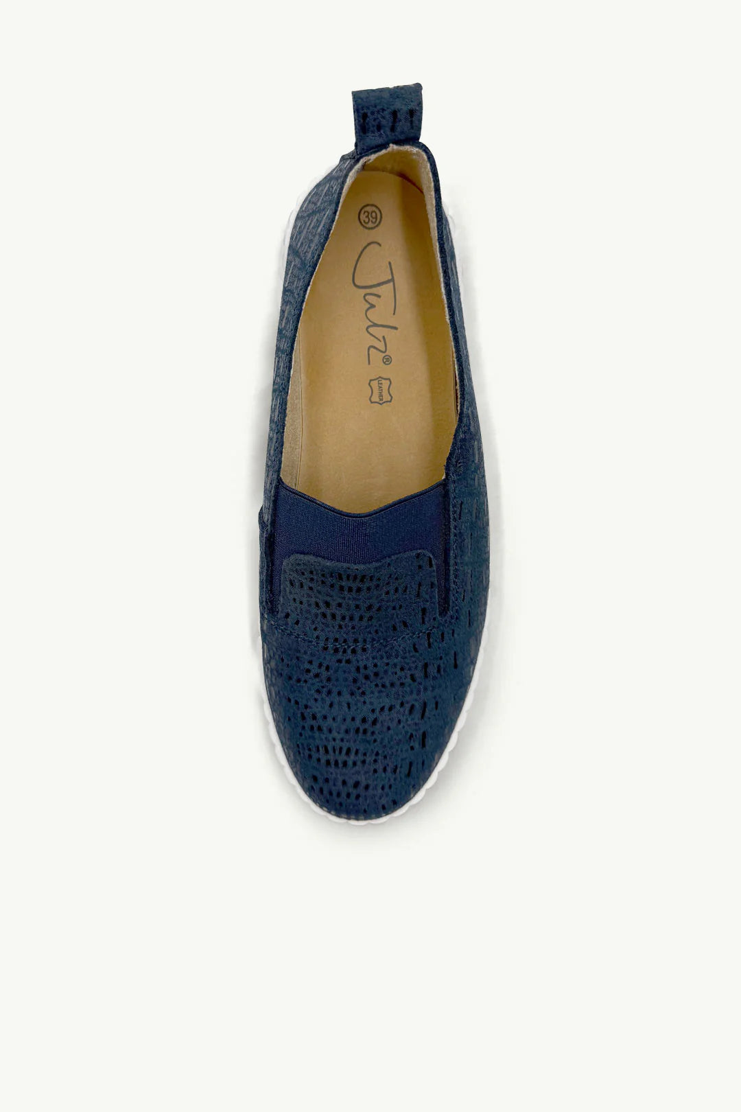 Fran Leather Slip on Shoe in Navy / Snake