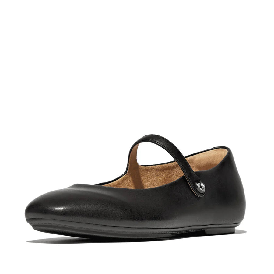 Delicato Crystal Leather Mary Jane in Black