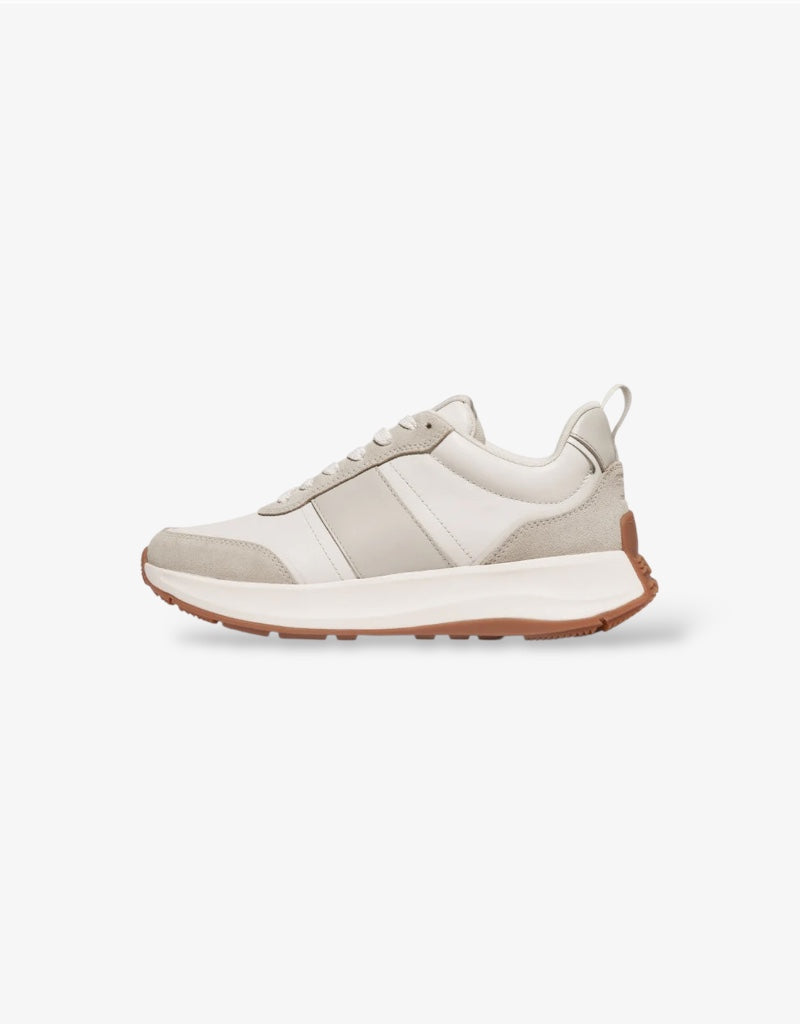 F-Mode Flow Fabric / Suede / Leather Sneaker in Urban White