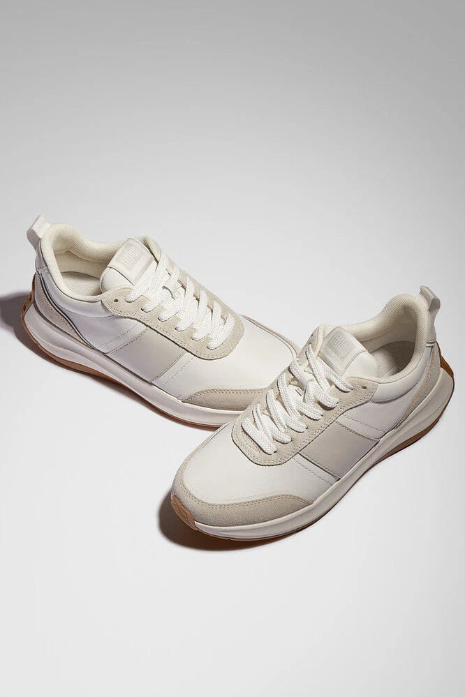 F-Mode Flow Fabric / Suede / Leather Sneaker in Urban White