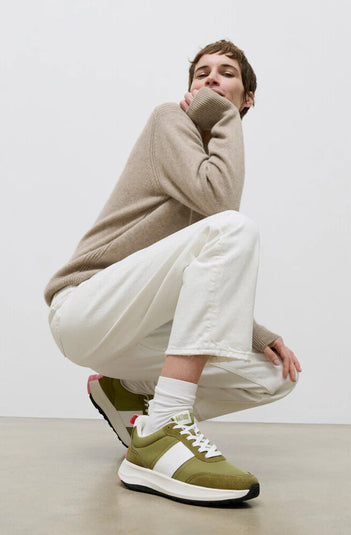 F-Mode Flow Suede/Leather Sneaker in Camo Green