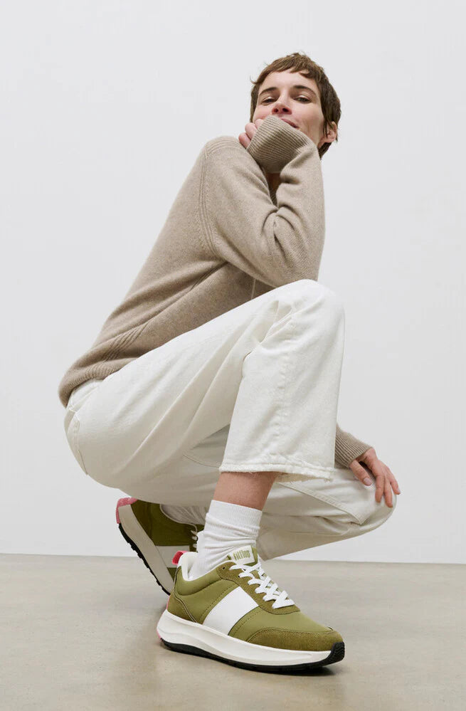 F-Mode Flow Suede/Leather Sneaker in Camo Green