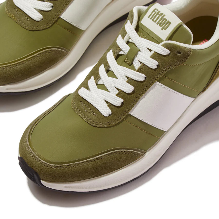 F-Mode Flow Suede/Leather Sneaker in Camo Green