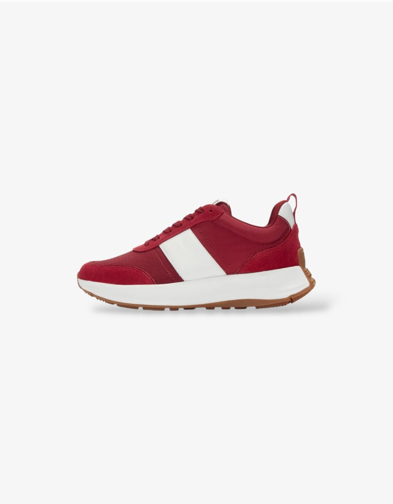 F-Mode Flow Fabric / Suede Sneaker in Burnt Berry