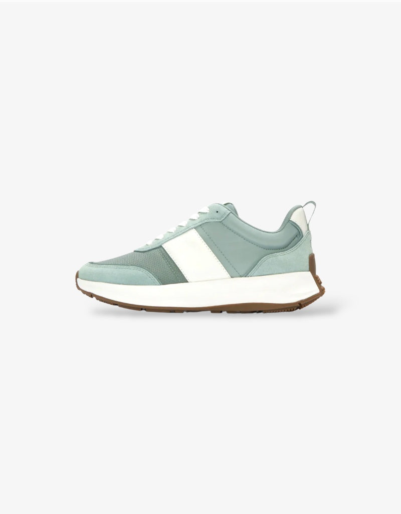 F-Mode Flow Fabric / Suede Sneaker in Frosted Sage