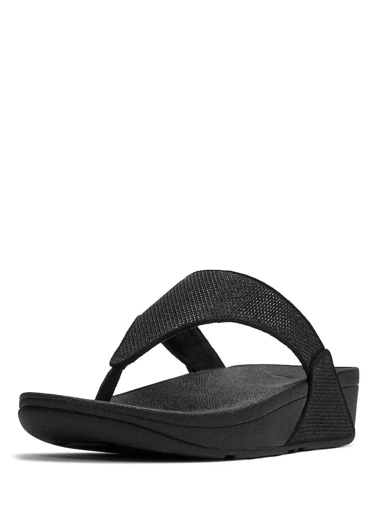 Lulu Shimmerglitz Textured Glitzy Sandals in Black
