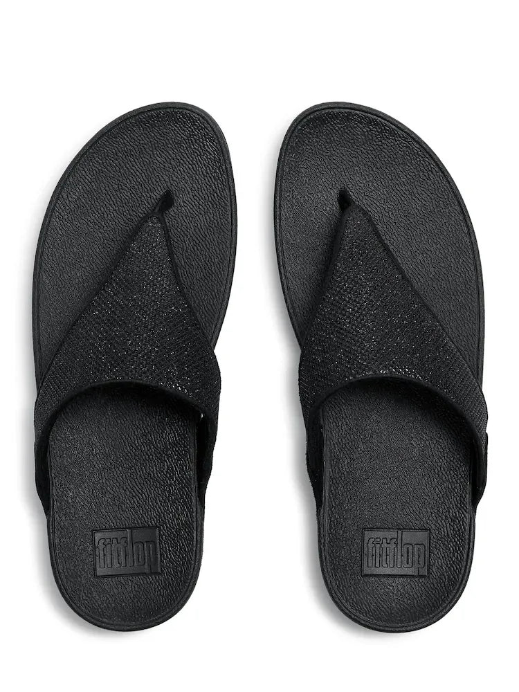Lulu Shimmerglitz Textured Glitzy Sandals in Black