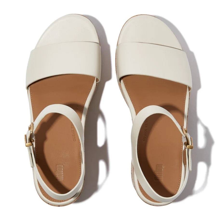Platform Leather / Cork Ankle Strap in Paris Beige