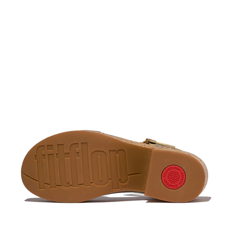 Platform Leather / Cork Ankle Strap in Platino