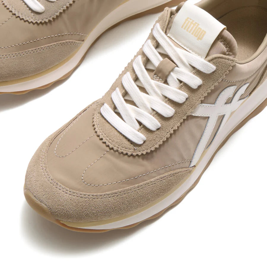 Retro-Q Fabric / Suede Sneaker in Cappuccino / Cream