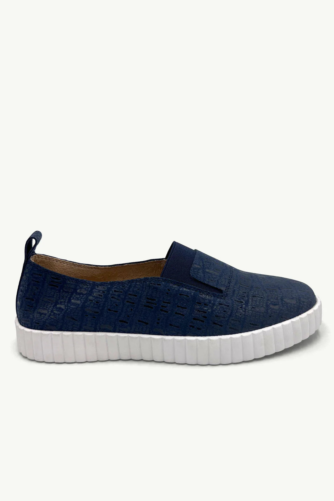 Fran Leather Slip on Shoe in Navy / Snake