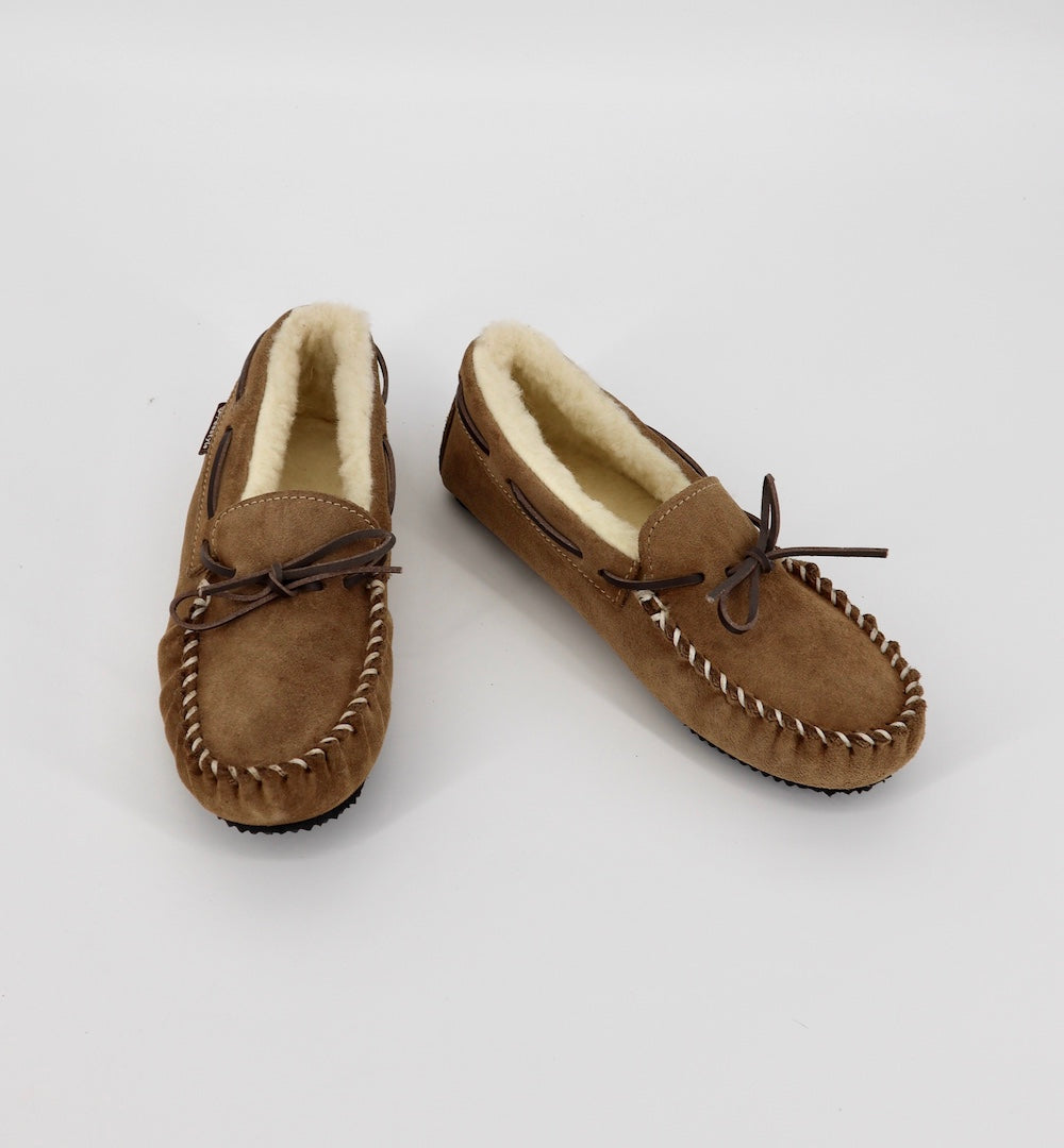 Pure Wool Lined Moccasin Slippers