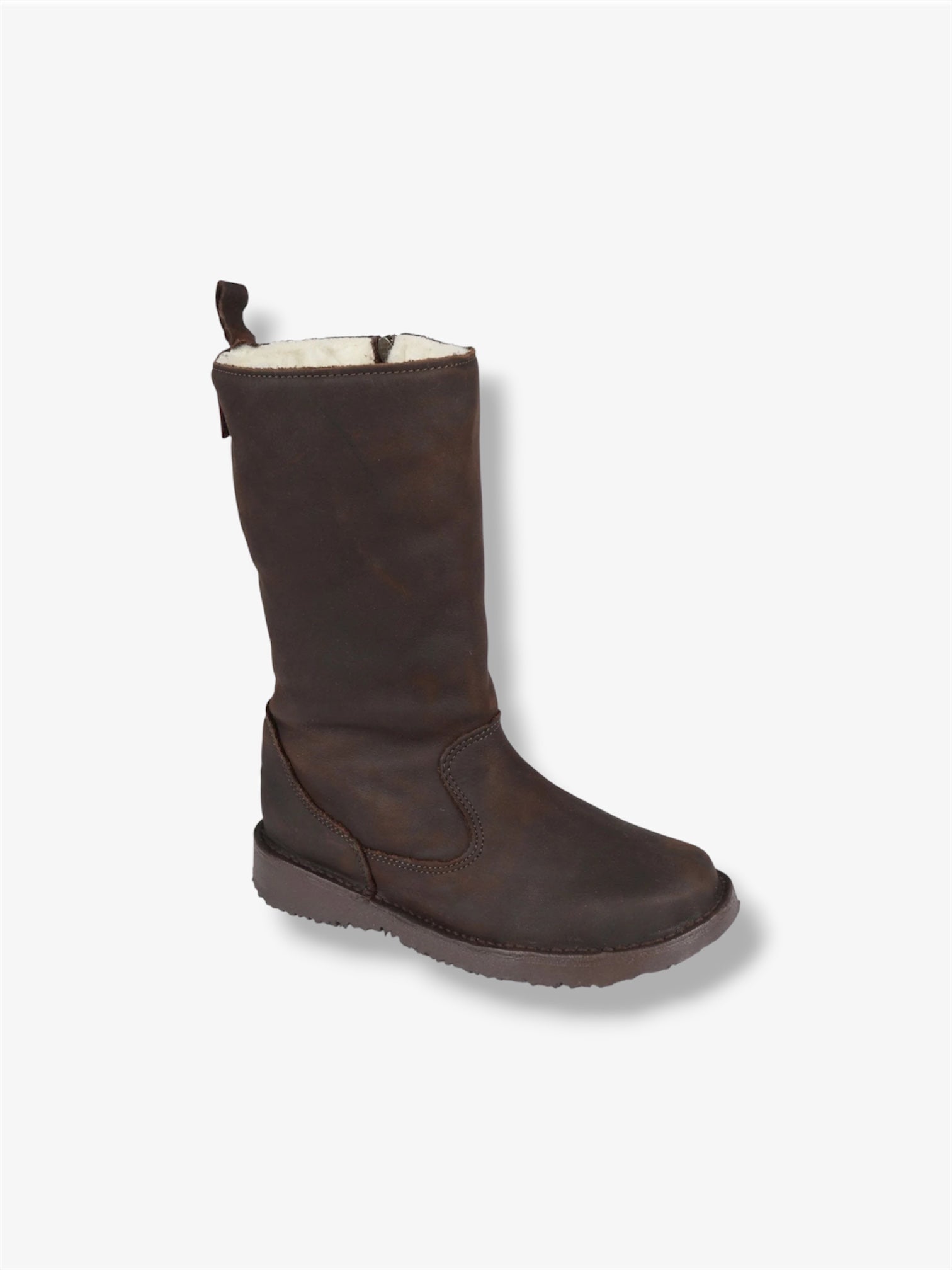 Sutherland Wool Lined Leather Boot in Milled Waxy Brown