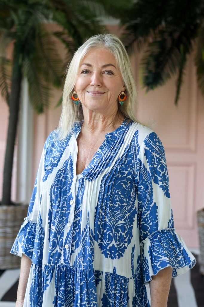 Athens Boho Dress in White & Blue