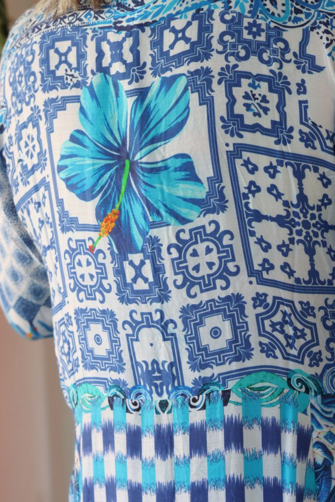 Gina Shirt Dress in Blue Print