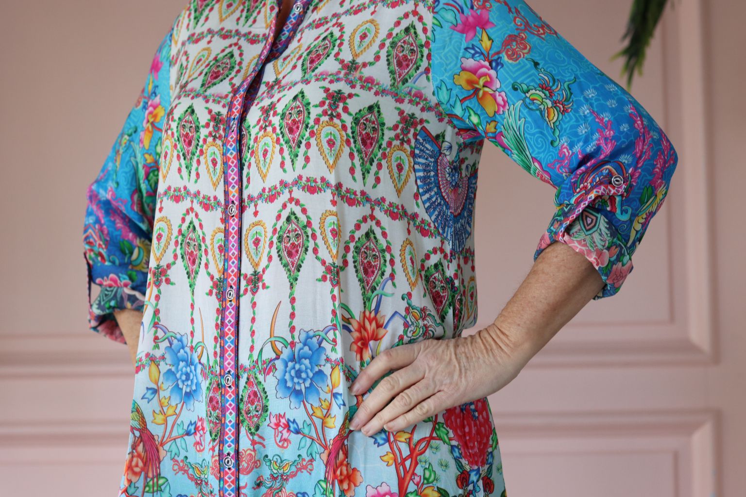 Maddison Shirt Dress in Turquoise Blue