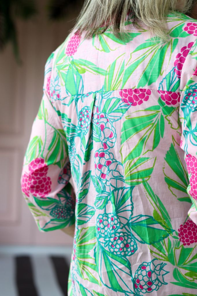 Audrey Front Pleat Dress in Pink & Green