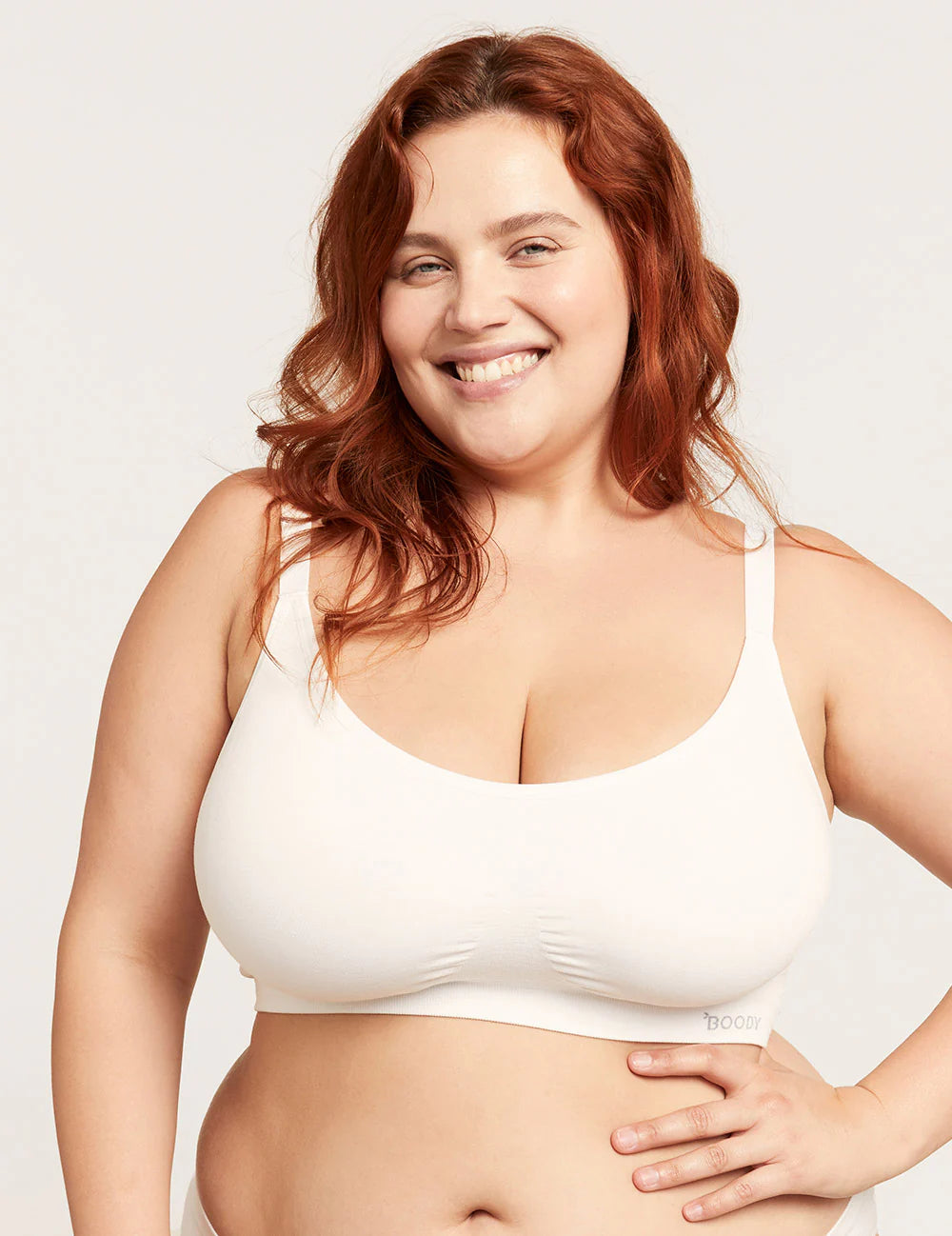 Bamboo Full Bust Wireless Bra in White