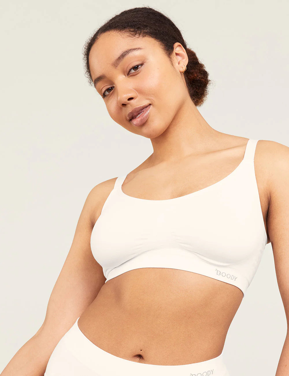 Bamboo Full Bust Wireless Bra in White