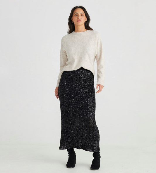 Dazzle Skirt in Black Sequin