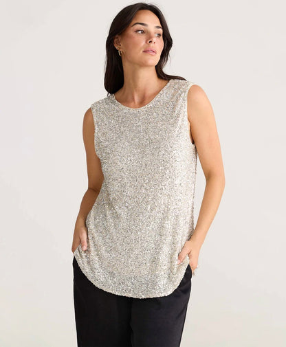 Show Stopper Top in Champagne Sequin