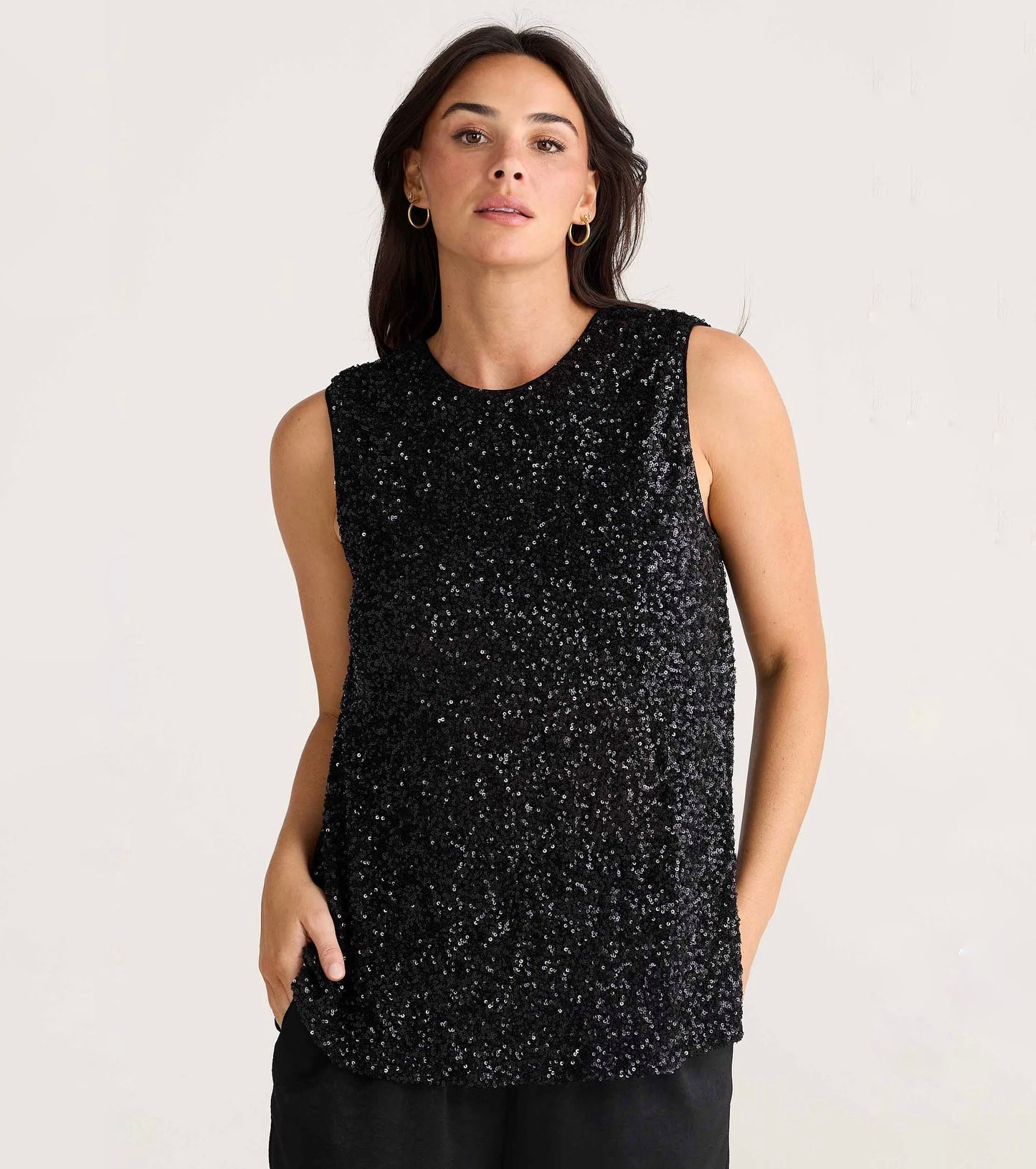 Show Stopper Top in Black Sequin