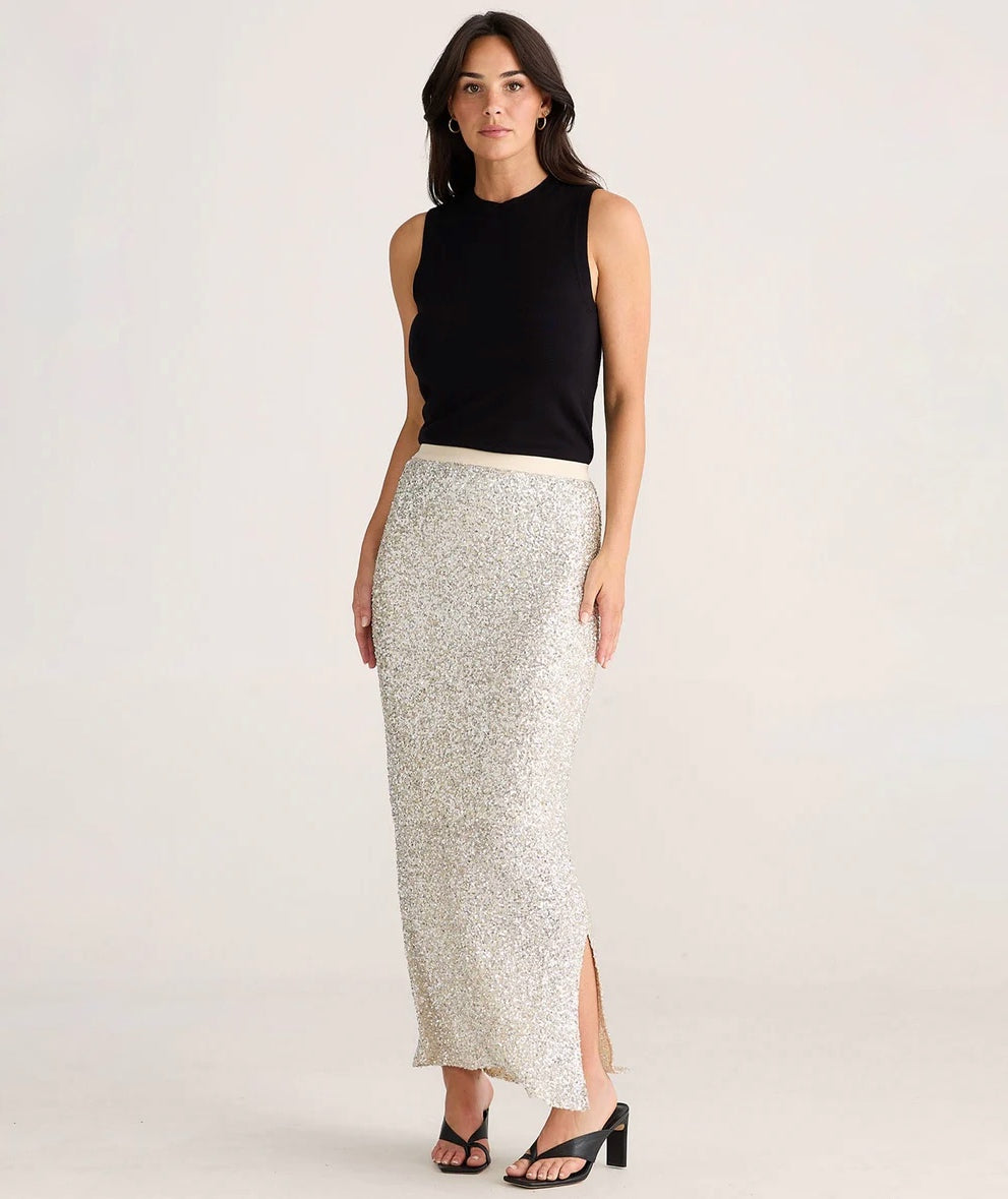 Dazzle Skirt in Champagne Sequin