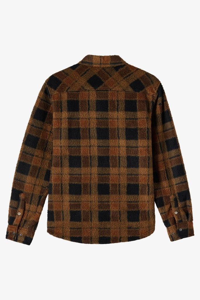 Glacier Plaid High Pile Superfleece Jacket in Dark Kahki