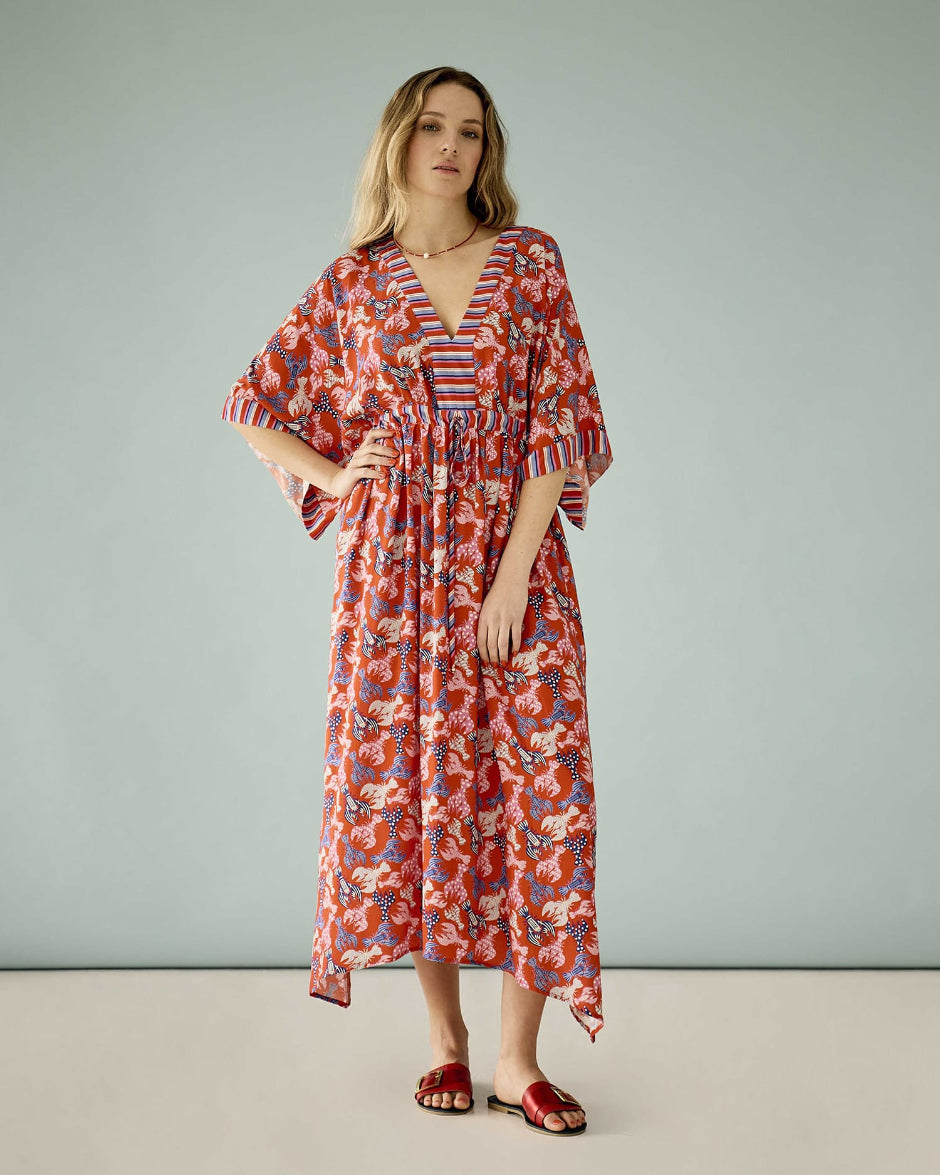 Kimbo Dress in Pink Lobsters