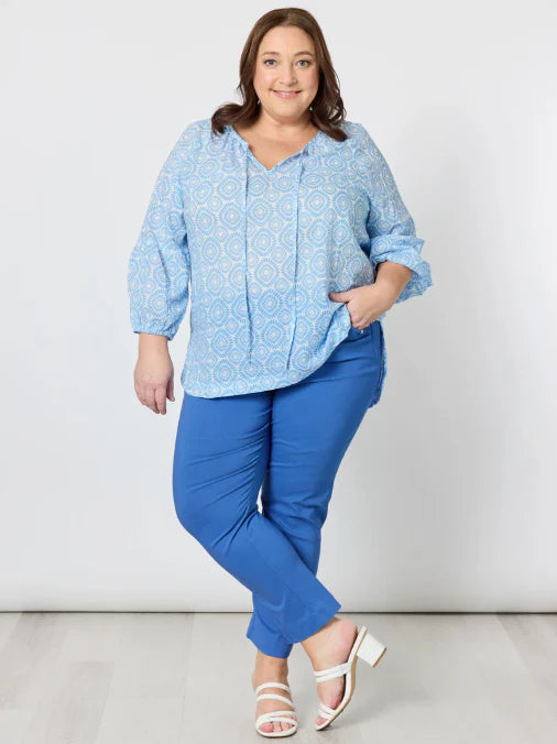 Mosaic Print Top in Blue