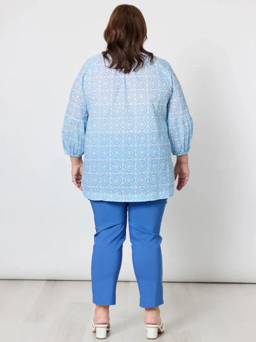 Mosaic Print Top in Blue