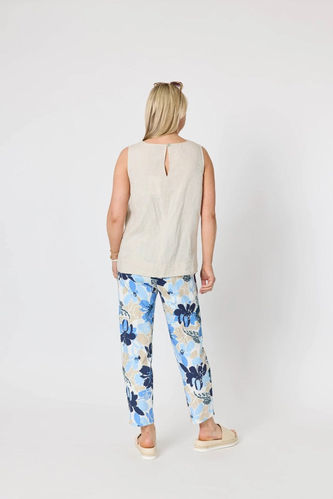 Amalfi Rose Print Pant in Cornflower Multi