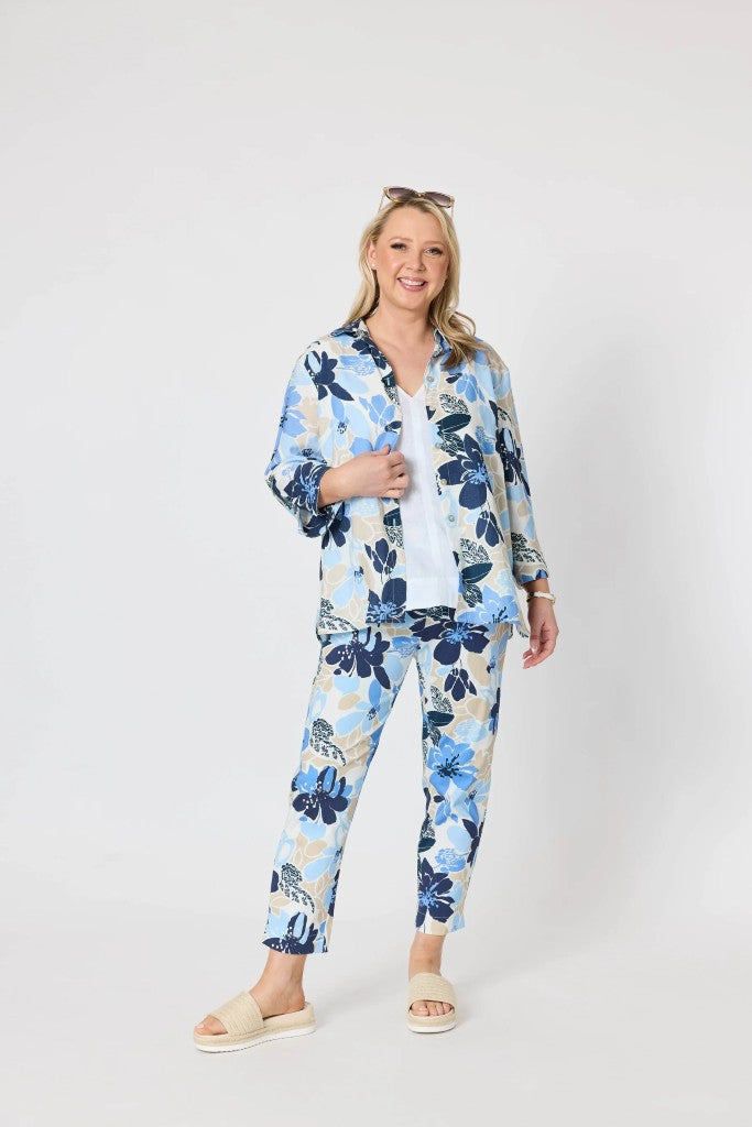 Amalfi Rose Print Pant in Cornflower Multi