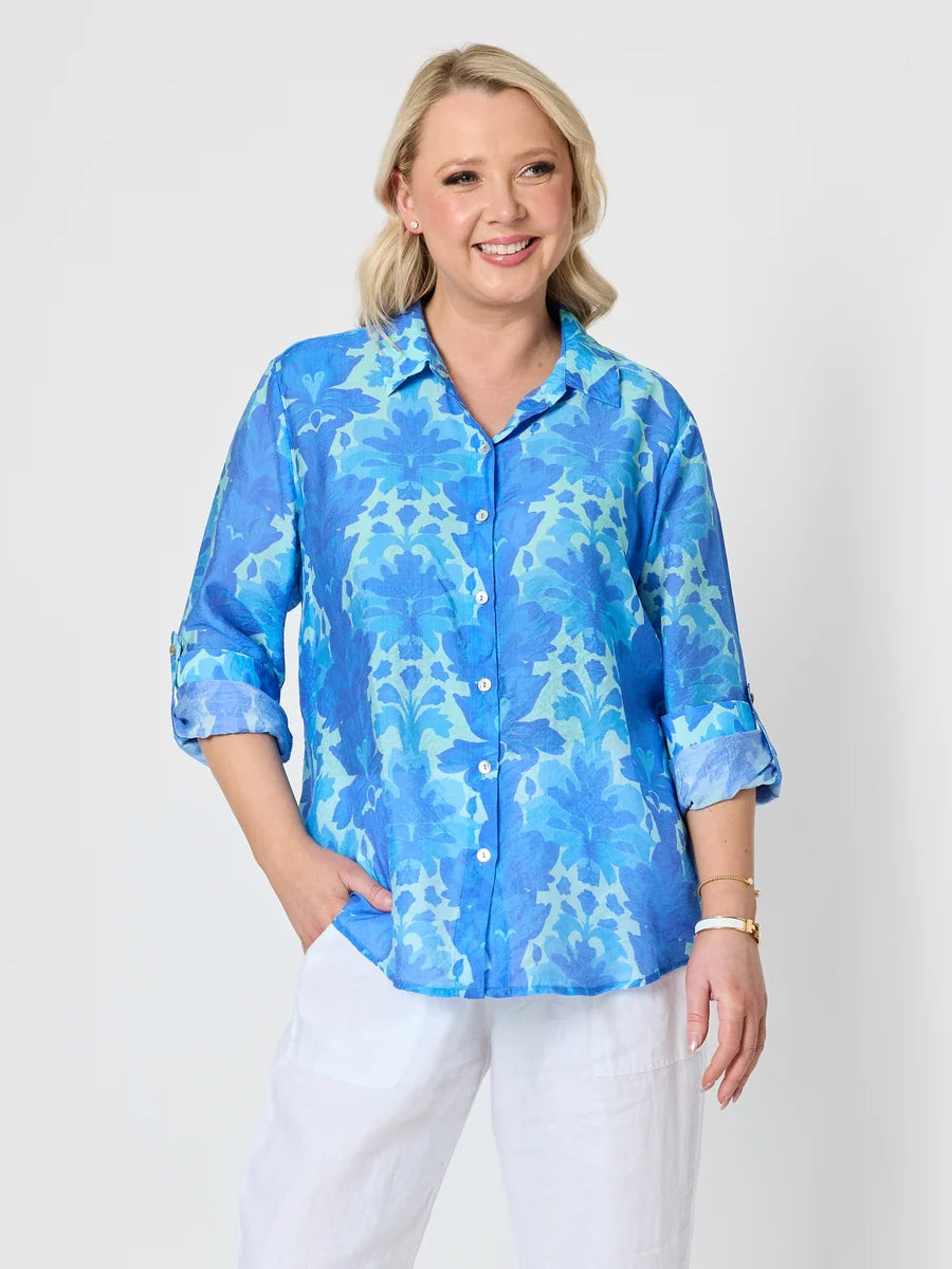 Blue Lagoon Print Shirt in Azure Blue