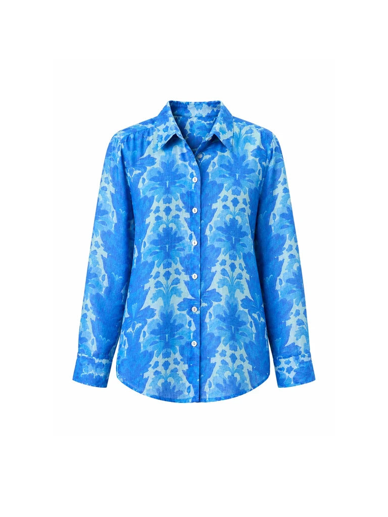 Blue Lagoon Print Shirt in Azure Blue