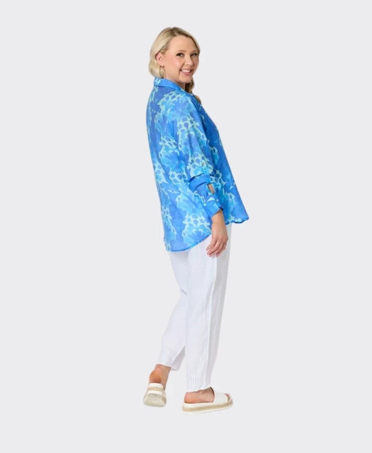 Blue Lagoon Print Shirt in Azure Blue