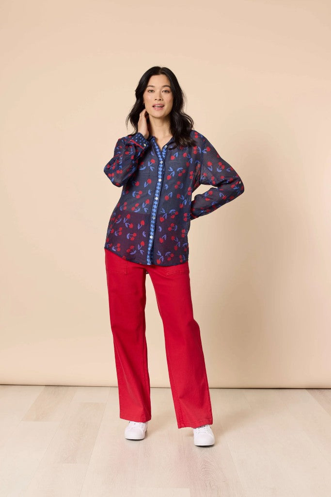 Cherry Delight Shirt in Navy / Red