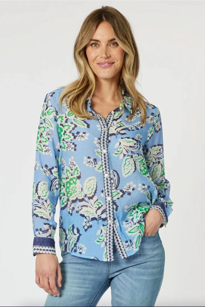 Coastal Print Shirt in Blue
